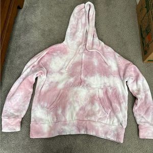Free people pink and white marble soft hoodie.